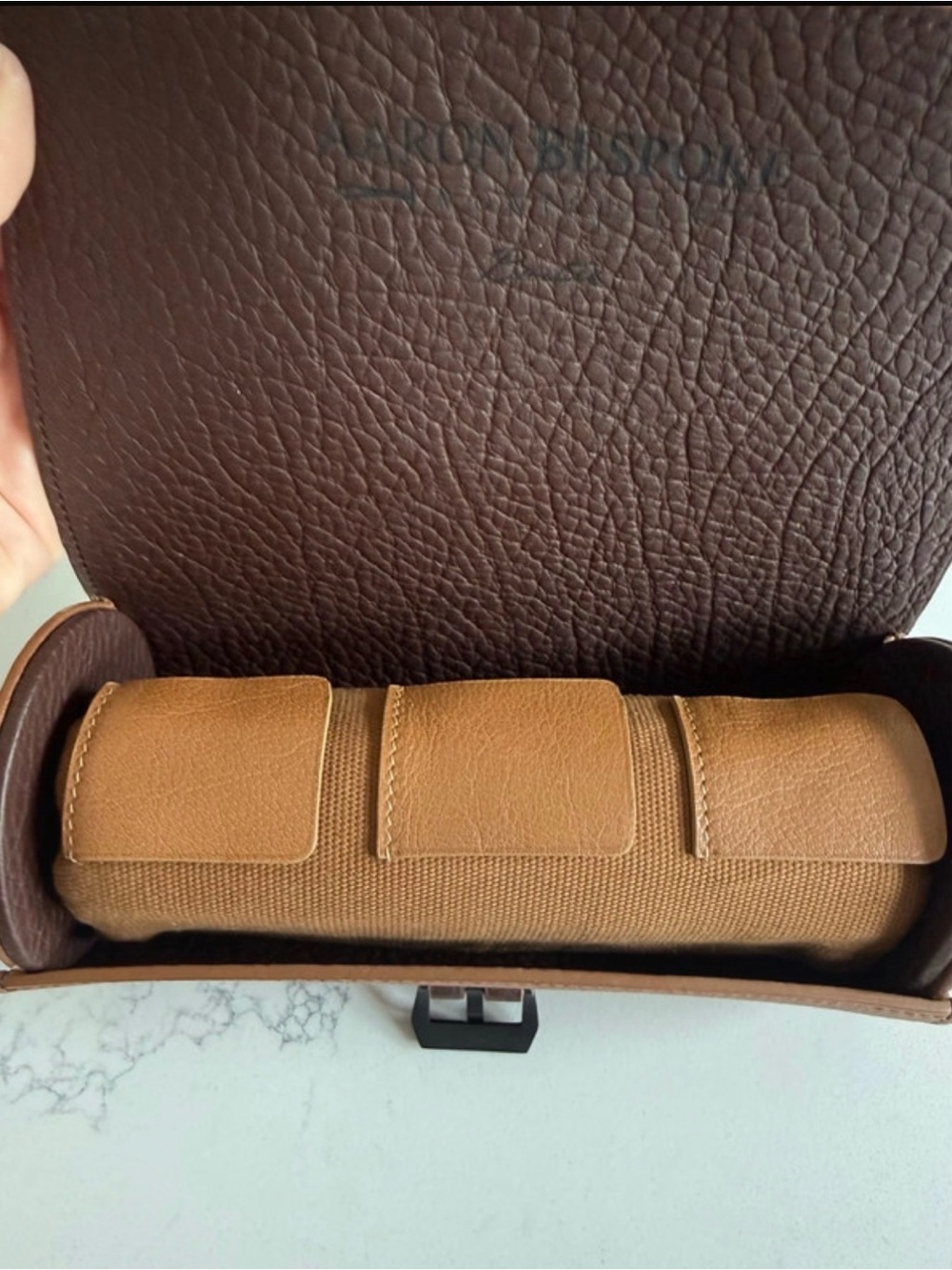 Aaron Bespoke Montreal Brown Leather Travel Watch Roll Case✨ - Picture 5 of 9